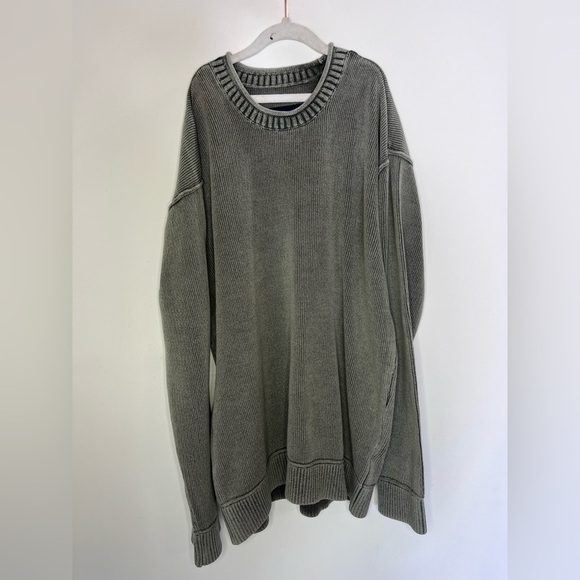 Hollister Y2K Knit Crewneck Sweater S Sage Green Fall Autumn Preppy School Top - Picture 6 of 8